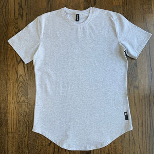 Jed North Men's Fitted Crew Neck Curved Hem T-Shirt Gray Cotton Blend Gym Small